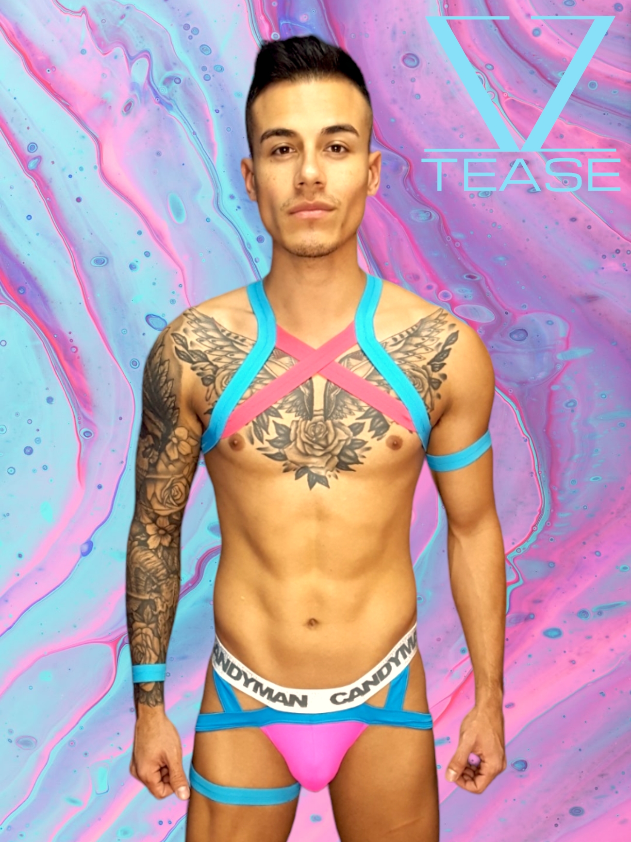 Turquoise Pink Cross Chest Harness